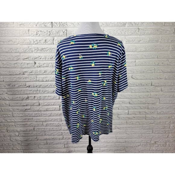 Croft Barrow Womens Top 3X Plus Tee Short Sleeve Blue Floral STR216E - Picture 5 of 7